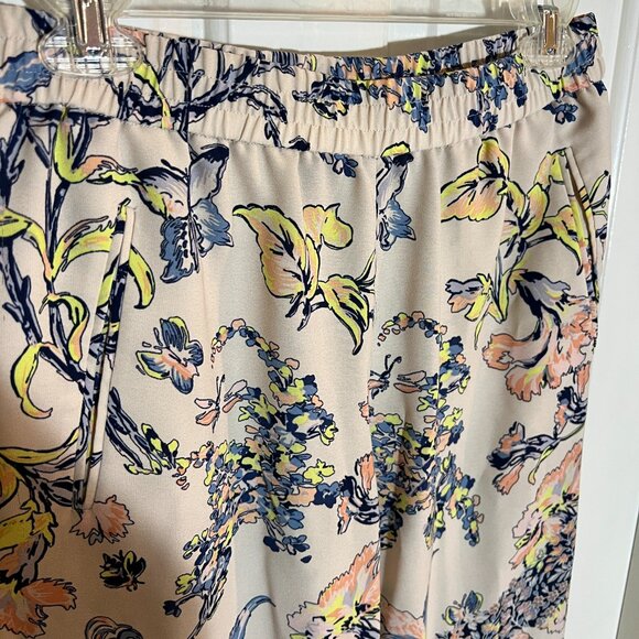 BCBG MAXAZRIA RYEN Medium M Cream Yellow Peach Floral Spring Pants POSH58 - Picture 16 of 16